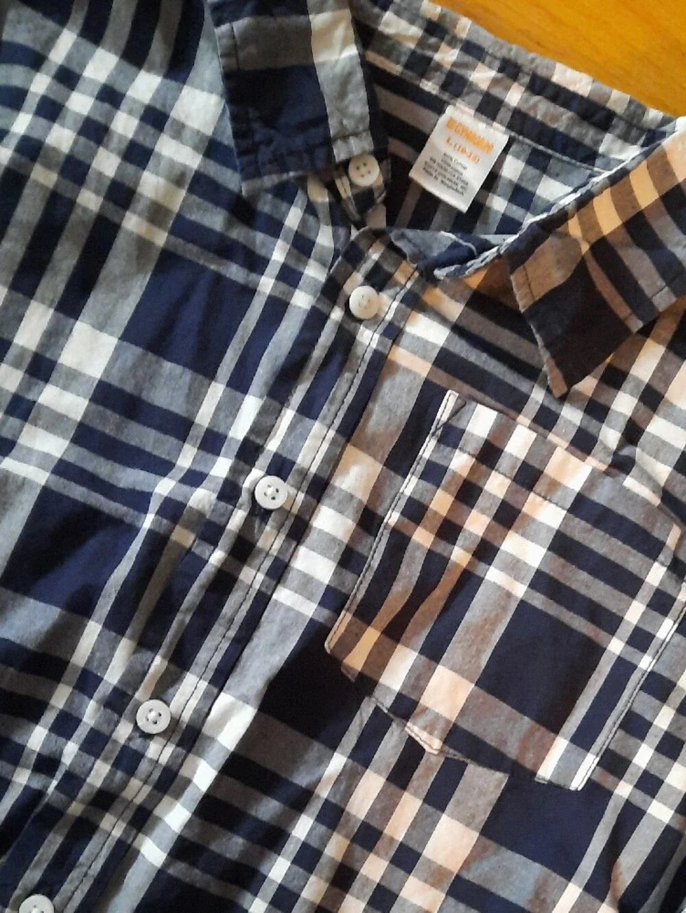 L 10 - 12 Gymboree Navy and White Plaid Button-Down Shirt Cotyon Vintage 2014